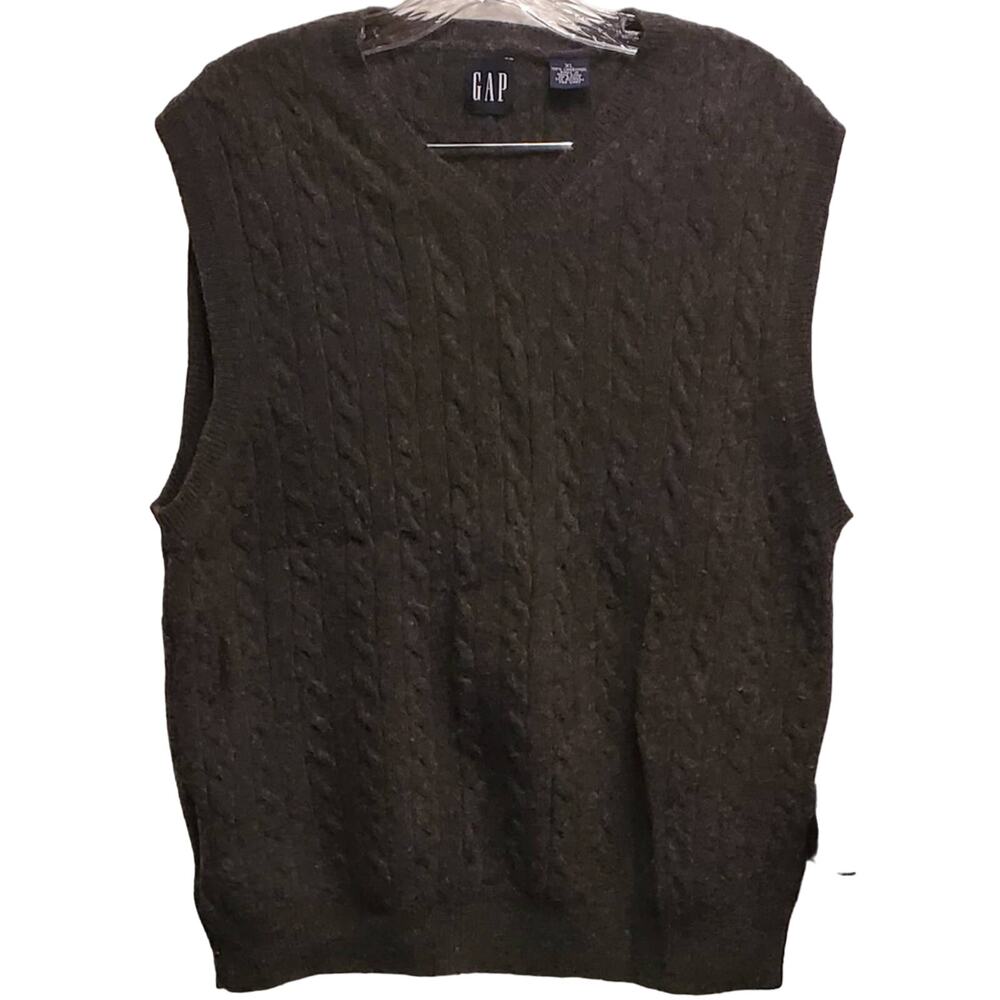 Gap Men's 100% Lambswool Sweater Cable Knit Vest Size XL
